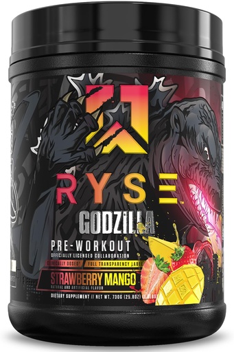 [BRSREYD4AECAGCL7] RYSE Godzilla X Noel Deyzel Pre Workout Powder - Strawberry Mango - 400mg Caffeine, High Stim Pre-Workout for Men & Women with Citrulline & Beta Alanine - Energy, Pump & Focus - 20/40 Servings