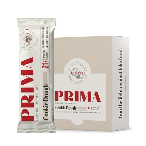 [BRSRGGA5DMPBUHTH] PRIMA Cookie Dough Protein Bar | 21g Grass Fed Whey and Collagen | No Seed Oils, No Preservatives, Raw Honey Sweetened | 7 Pack