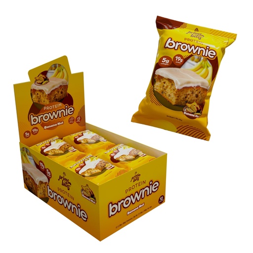 [BRSRAYIDOUNGK2TU] Prime Bites High Protein Brownie (12 Per Box, Banana Nut) - 19g of Protein, 5g of Collagen, Gluten Free, Low Sugar Treat, Delicious Protein Snack
