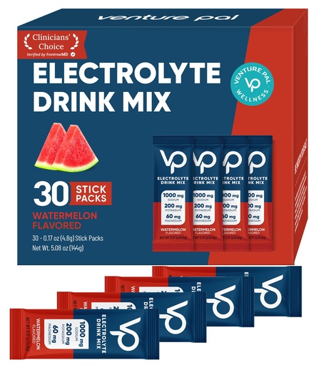 [BRSRAHD7C4IWY2DG] Venture Pal High Sodium Sugar-Free Electrolyte Powder Packets - Hydration Packets with Sodium, Potassium & Magnesium | Zero Calories | Keto, Vegan, and Paleo Friendly | 30 Sticks