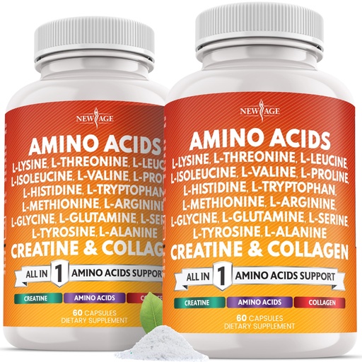 [BRSRGYAHO4HAMADX] NEW AGE Amino Acids Supplement L-Lysine, L-Threonine, L-Leucine, Isoleucine, Valine, L-Histidine, L-Tryptophan, L-Methionine, L-Arginine, L-Cysteine, L-Glutamine, L-Serine, Aspartic Acid- 120 Count