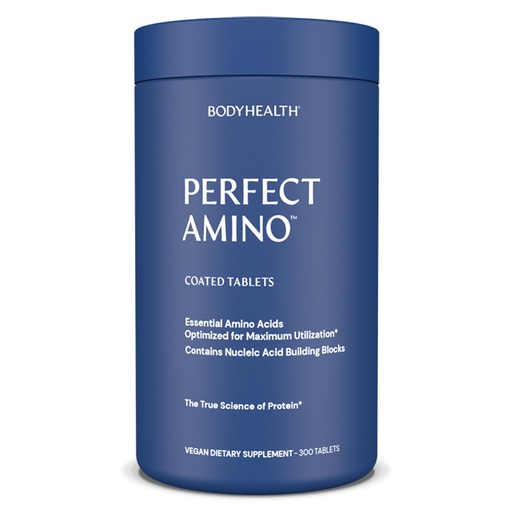 [BRSW2AITCIJWAGYZ] BodyHealth PerfectAmino (300 ct) Easy to Swallow Tablets, Essential Amino Acids Supplement with BCAAs, Vegan Protein for Pre/Post Workout & Muscle Recovery with Lysine, Tryptophan, Leucine, Methionine