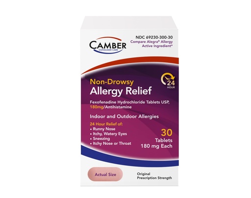 [BRSRAGA6BN6QY3Y6] Camber Non-Drowsy Fexofenadine Antihistamine Indoor Outdoor Allergy Relief Tablets (30-ct)