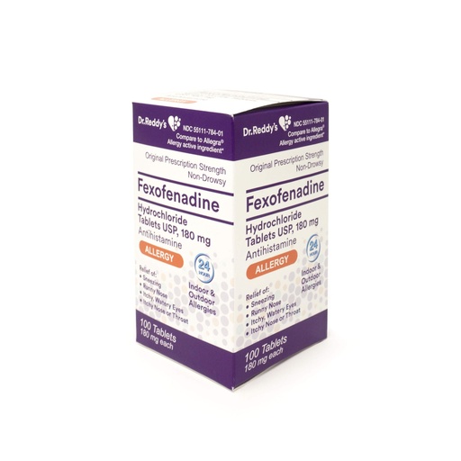 [BRSWGHY6CIHBUGY3] Dr. Reddy's Allergy, Fexofenadine Hydrochloride Tablets, 180 mg, 100 Count