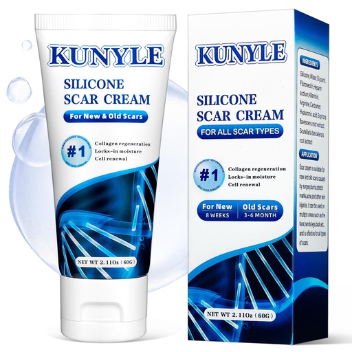 [BRSREHYPCEPWCD32] Scar Cream, Silicone Scar Gel, Advanced Scar Removal Cream for Surgical Scars, Stretch Marks Removal, Keloid Bump Removal, Old and New Scars 2.11 Oz (60g)