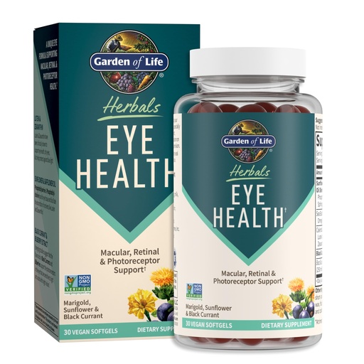 [BRSROFI3DIFQK23H] Garden of Life Herbals Eye Health Supplement with Sunflower & Safflower Oil, Lutein, Zeaxanthin & Black Currant for Dry Eyes & Healthy Vision Support – Non-GMO, Gluten-Free, Berry Flavor, 30 Servings