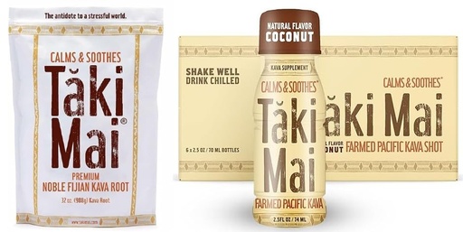 [BRSREAI2CIMAMHQZ] Taki Mai Traditional Kava Kava Powder 32oz and 24 Pack Coconut Kava Shots