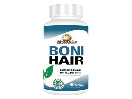 [BRSWYZL2CQPR6E3D] Rise-N-Shine BoniHair Catalase Supplement for Vibrant, Youthful Hair Support - 10,000 IU Catalase with Saw Palmetto, Biotin, Fo-Ti, PABA - 60 Capsules