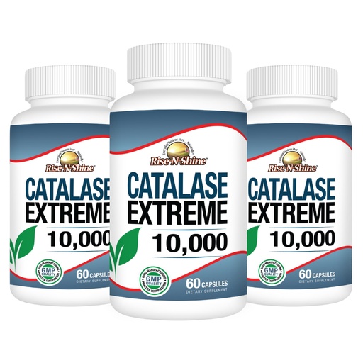 [BRSWK2Q4BEOBE2Y5] Rise-N-Shine Catalase Extreme Supplement 10,000 - Supplement with Saw Palmetto, Biotin, Fo-Ti, PABA - Hair Supplements for Strong Hair Support- 180 Capsules - Pack of 3 (90-Day Supply)