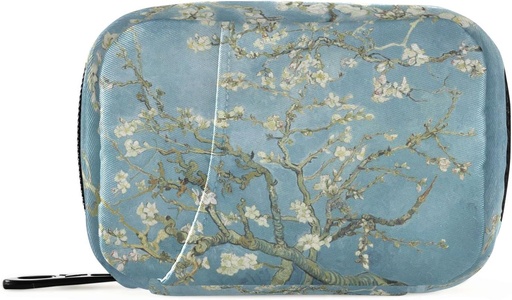 [BRSRMZALA55RMHLK] Almond Blossom Van Gogh Pill Box 7 Day Pill Case Bag Travel Pill Organizer Bag with Zipper Portable Weekly Case Compact Size for Vitamin Supplement Holder