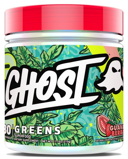 [BRSW2CQBA4CGMA34] GHOST Greens Powder, Guava Berry - 30 Servings - 19 Superfood Greens & Reds Powder, Fruits, Vegetables, Spirulina, & Chlorella, Prebiotics, 10 Billion CFU Probiotic & Digestive Enzymes - Gluten-Free