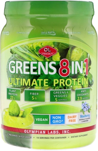 [BRSWIYA6C4FGCDLK] Olympian Labs Ultimate Greens Protein 8 in 1. Plant Protein, Greens & Veggies, Fiber, Probiotics, Antioxidants & Enzymes