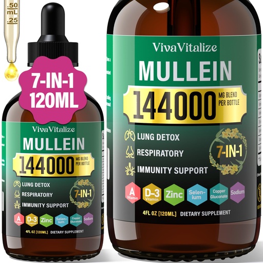 [BRSRAGLQAV6Q4GTV] Mullein Drops for Lungs,144000mg Mullein Leaf Extract for Lungs Cleanse & Respiratory Function Healthy Breathing Immune, Digestive System, Natural Herbal Supplement Sugar & Alcohol-Free,120-Day Supply