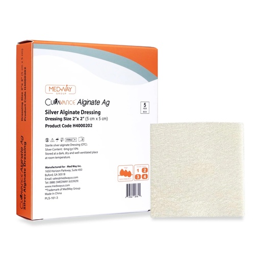 [BRSWGBITOIPWG3A6] MedVance Silver Calcium Alginate Ag Sterile Highly Absorbent Dressing, (2" x 2") 5 dressings/Box, 5 Pack