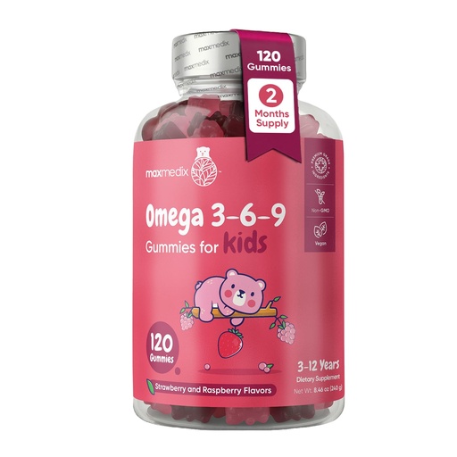 [BRSROED6DEGRQALX] maxmedix Kids Vegan Omega 3 6 9 Gummies |120 Count (2-Month Supply) | Perilla Oil Sourced - Kids Omega 3 Gummies | Natural Strawberry & Raspberry Flavors | No Fish Oil Aftertaste | Non-GMO