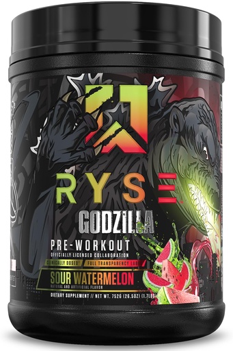 [BRSREYD4AEMQACDZ] RYSE Godzilla X Noel Deyzel Pre Workout Powder - Sour Watermelon - 400mg Caffeine, High Stim Pre-Workout for Men & Women with Citrulline & Beta Alanine - Energy, Pump & Focus - 20/40 Servings