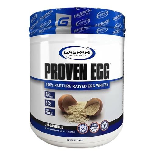 [BRSREBQZO55BSG3D] Gaspari Nutrition Proven Egg, 100% Egg White Protein, 25g Protein, Keto Friendly, Dairy Free, Lactose Free, Soy Free (1lb, Unflavored)