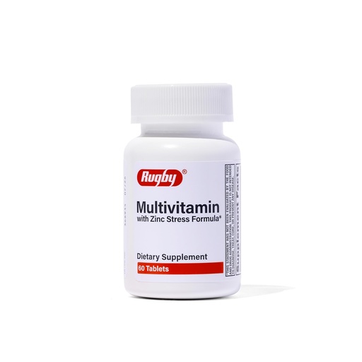 [BRSWY2QCCR6AO3D2] Rugby Multivitamin with Zinc Stress Formula - Dietary Supplement - 60 Tablets (1 Pack)
