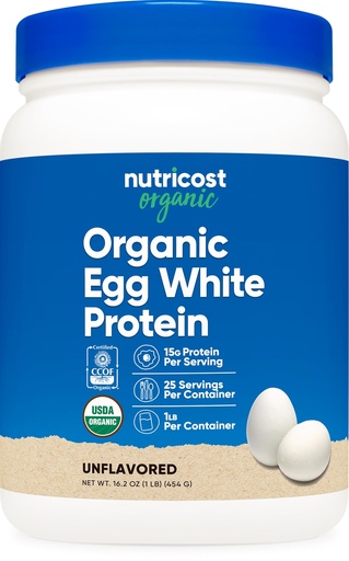 [BRSRABDYCECAKCTH] Nutricost Organic Egg White Protein Powder (1LB) 25 Servings Per Container - GMO-Free, Gluten-Free