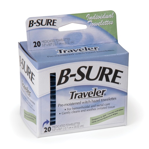 [BRSWIZYOO5YQKGTC] B-Sure Pre-Moistened Witch Hazel Towelettes - (20 Pack)