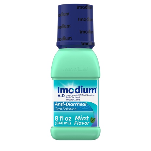 [BRSWIYYMC4NA43Y7] Imodium A-D Liquid Anti-Diarrheal Medicine with Loperamide HCl to Help Control Symptoms of Diarrhea Due to Acute, Traveler's Diarrhea, Mint Flavor, 8 fl. oz