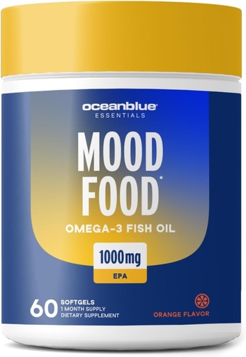 [BRSROHY3OAIR43TF] Oceanblue Essentials Mood Food Omega 3 | Triple Strength Fish Oil 1000mg EPA for Mood Support | Burpless Mini Softgels | Heart Health, Non-GMO (60 Count)