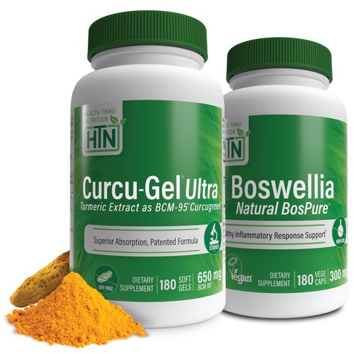 [BRSRE234BYMRQ2YY] Health Thru Nutrition BCM-95 Curcumin + BosPure Boswellia Super Bundle - 6 Month Supply