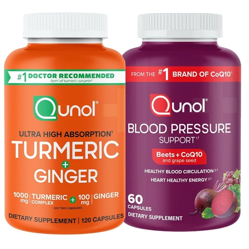 [BRSREEAKCVYRAEI2] Turmeric & Blood Pressure: Turmeric and Ginger, 1000mg, 120 Capsules & Blood Pressure Support, 60 Tablets