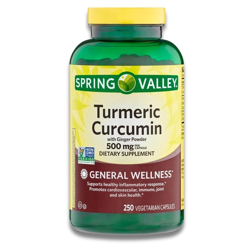 [BRSREBD3AR7BA3D5] KP+ Turmeric Curcumin with Ginger Powder 500 mg | 250 Veg Capsules | Pack of 1