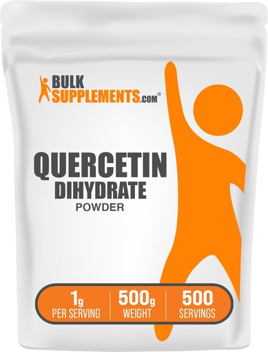 [BRSWIFI6OIOQECT6] BulkSupplements.com Quercetin Dihydrate Powder - Quercetin Supplements, Antioxidants Source - Vegan & Gluten Free, 1g per Serving, 500g (1.1 lbs) (Pack of 1)
