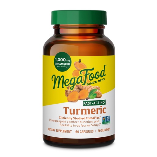 [BRSREYIQCUCWG234] MegaFood Fast-Acting Turmeric Supplement - Clinically Studied - Joint Supplements for Men and Women - with Black Pepper for Absorption - 1,000 mg Curcuminoids Per Serving - 60 Capsules, 30 Servings