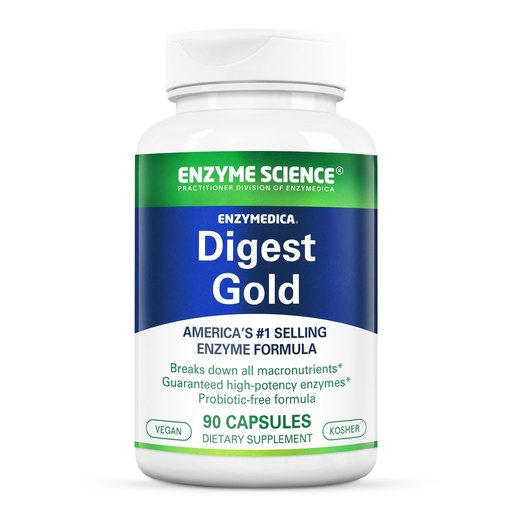 [BRSW22YHCB7WACDD] Enzyme Science Digest Gold, 90 Capsules - Maximum Strength Vegan Enzyme Supplement for Better Digestion with Amylase, Lipase and Protease