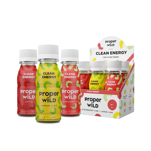 [BRSRAHYQAEPAIFLL] Proper Wild Vegan Energy Shots, with L-Theanine, and Organic Caffeine, Clean Plant Based Energy Drink, Gluten Free, GMO Free, Dairy Free, Stevia Free, Soy Free, Favorites Variety, 2.5 Fl Oz, 6 Pack