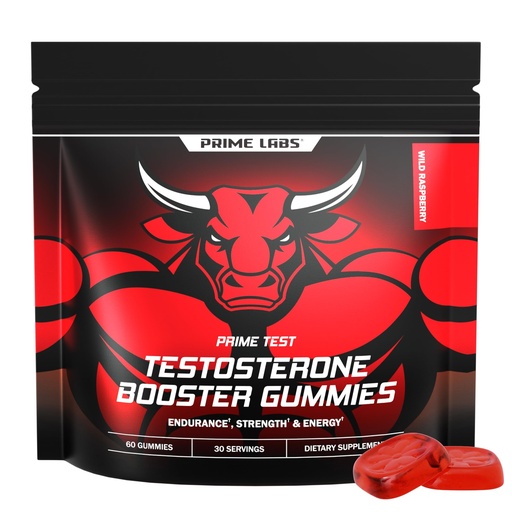 [BRSREBILCUFRO3TL] Prime Labs Prime Test Testosterone Booster Gummies for Men - Tongkat Ali, Horny Goat Weed, Saw Palmetto, Boron & Vitamin D3 - Non-GMO, 3rd Party Tested - 60 Count