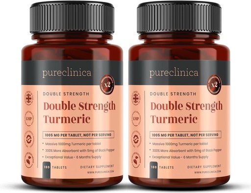 [BRSWGYINAEORYHLP] Double Strength Turmeric - Massive 1000 mg x 360 tablettia - 200% enemmän Turmeric ja luonnollinen tasot potent Curcumiini / tabletti - 5 mg Black Pepper uute 300% Lisääntynyt imeytyminen