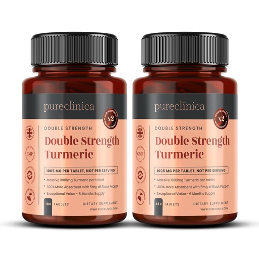 [BRSWGYINAEORYHLP] Double Strength Turmeric - Massive 1000mg x 360 Tablets - 200% more Turmeric and Natural Levels of the Potent Curcumin per Tablet - with 5mg Black Pepper Extract for 300% Increased Absorption