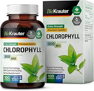 [BRSW2ZQ2CQFRQF3Z] BIO KRAUTER Chlorophyll Capsules - Internal Deodorant and Detox Supplement - Vegan Immune Support Caps - 3 Months Supply