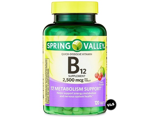[BRSRAFARAEJRYAL2] Spring Valley Vitamin B12 Quick-Dissolve Tablets Dietary Supplement | Vitamin B12 2500 mcg | B Vitamins | Vitamin B12 Complex for Women and Men | 120 Tablets Bundle with Vls Sticker