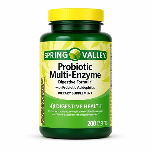 [BRSREFILBECWCADU] H4U - Spring Valley Probiotic Multi-Enzyme Digestive Formula Tablets for Digestive Health, 200 Count (200 Tablets)