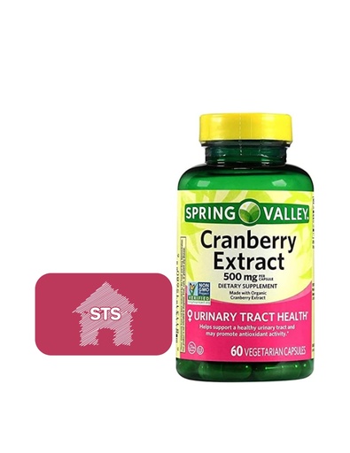 [BRSRMHA6OIGRGC3H] Spring Valley Cranberry Extract 500 mg - 60 Vegetarian Capsules + STS Sticker.