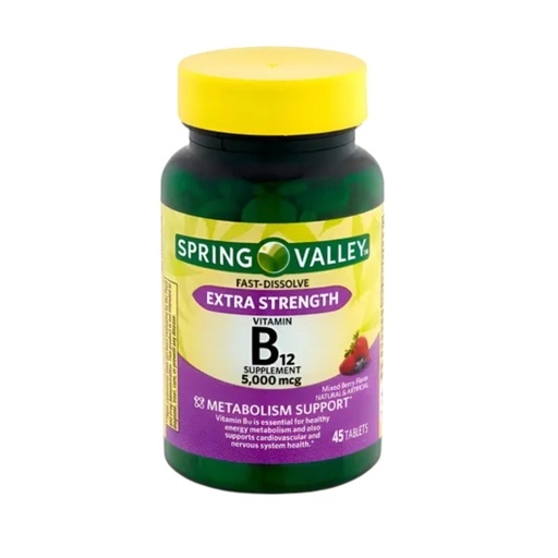 [BRSREHYPCB6QI2TJ] Extra Strength Vitamin B12 5000 mcg – 45 Tablets, Mixed Berry Flavor, Fast Dissolve B12 Vitamins, Daily B 12 Supplement for Metabolism Support (Pack of 1)
