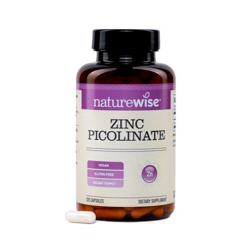 [BRSRGAI2CIGWGFYY] NatureWise Zinc Picolinate - 30mg High Absorption Zinc Supplement for Immune + Skin Health Support - Vegan, Non-GMO, Gluten Free - USA Manufactured - 120 Capsules [120 Day Supply]