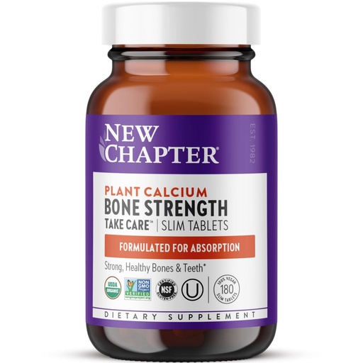 [BRSWIGI5BJYAK2TY] New Chapter Calcium Supplement - Bone Strength Plant-Based USDA Organic Calcium with Magnesium, Vitamin D3+K2, for Bone Health & Joint Mobility, Heart Support, 905 mg dose - 180 Slim Tablets