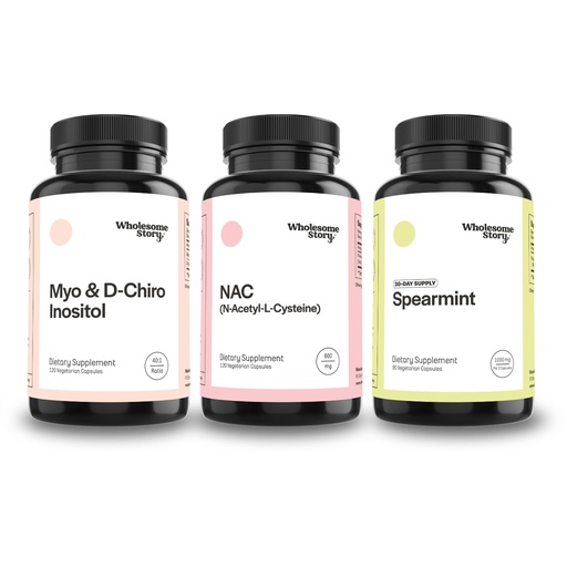 [BRSREAYYPN5WY3I6] Myo & D-Chiro Inositol, NAC + Spearmint Capsules Bundle Supplement | Complete Hormonal & Metabolic Bundle Support | Organic Spearmint & Inositol 30 Servings | N-Acetylcysteine 120 Servings