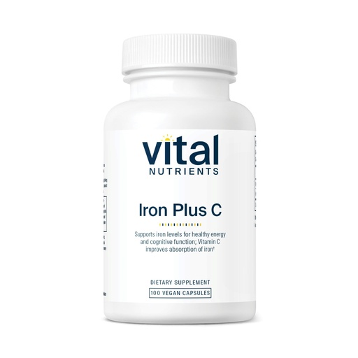 [BRSWIYQQDF6B6ELC] Vital Nutrients Iron Plus C - Vegan Iron Supplement - 20mg Fe with 200mg Vitamin C to Increase Fe and Energy Levels - Gluten, Dairy, Soy Free - Non-GMO - 100 Capsules