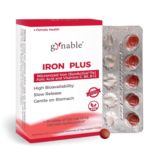 [BRSREEI2AR7QKALD] Gentle Iron Supplement for Women Anemia: Slow Release Iron Pills Clinically Shown to Support Iron for Prenatal Pregnant Patented SunActive Tech, with Folic Acid, B12, Vitamin C & B6, 18 mg, 20 Tablets