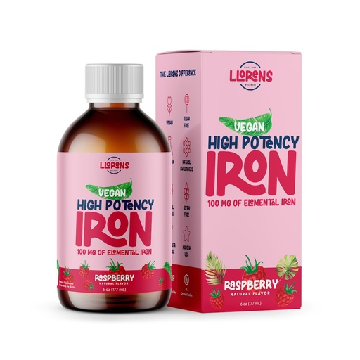 [BRSROHAYO57BECDO] Iron Supplement Liquid Iron High Potency Iron for Women & Adults by Llorens - 100mg Polysaccharide Iron Complex Iron Supplements for Anemia and Iron Deficiency, (Raspberry, 6 oz)