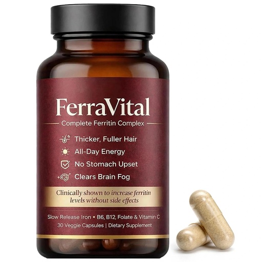 [BRSRGALQC4PW2CY7] Ferritin Supplement for Women – Supports Healthy Iron & Energy Levels – with Ferrous Glycine, Vitamins C, B12, B6, Folate, Zinc & Probiotics – 60 Capsules