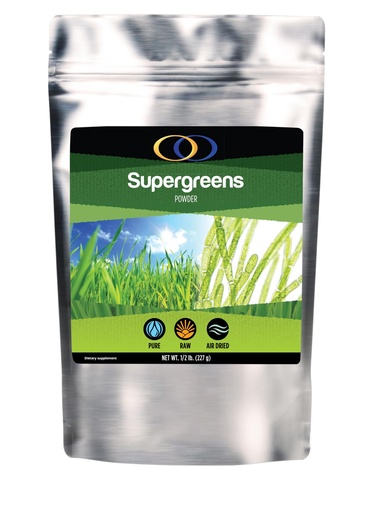 [BRSWKZIICAORAD34] Optimally Organic SuperGreens - Freeze Dried Concentrated Juice Powder - Organic Ingredients - Cracked Cell Wall Chlorella - Barley Grass Juice - Wheatgrass Juice - Alfalfa Grass Juice