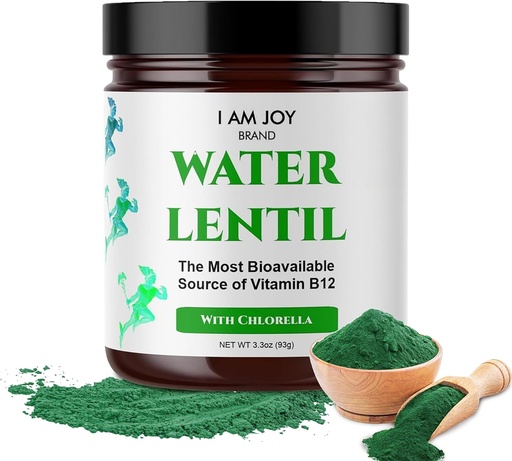 [BRSROAT7A4CGKFDP] I Am Joy co. Water Lentil Protein Powder with Chlorella, Plant Based Vegan Duckweed, Rich in Natural B12 Vitamin, Non GMO, Gluten Free, Sugar Free, Sustainably Grown, 3.3 oz ( 93g) Jar